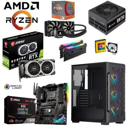 AMD Ryzen 9 3900X 12 Core 24 Thread CPU – MSI RTX 2080 SUPER VENTUS XS OC 8GB GDDR6 GPU - MSI B450 GAMING PRO CARBON AC - Corsair iCUE 220T ARGB Airflow Case – Corsair 16GB Vengeance RGB PRO 3600MHz RAM – 1TB M.2 PCIe NVMe SSD