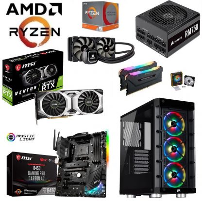 AMD Ryzen 9 3900X 12 Core 24 Thread CPU – MSI RTX 2080 Ti VENTUS GP 11GB GDDR6 GPU - MSI B450 GAMING PRO CARBON AC - Corsair iCUE 465X ARGB Case – Corsair 16GB Vengeance RGB PRO 3600MHz RAM – 1TB M.2 PCIe NVMe SSD